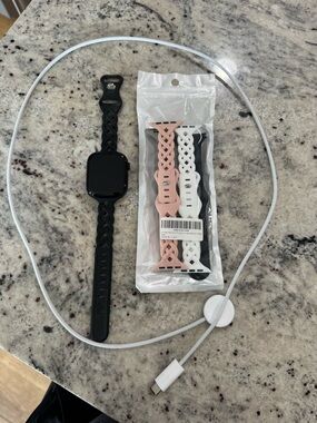 Apple watch and Braided Silicone Watch Bands - Black, Pink, White